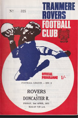 Tranmere Rovers v Doncaster Rovers Match Programme 1971-04-02